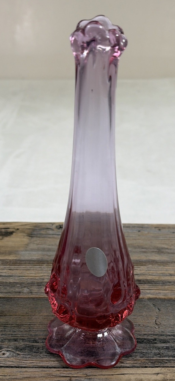 Vintage Fenton Cabbage Rose 8" Pink Bud Vase Ships Free Benefits Charity